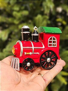 PENDENTE ORNAMENTO TRENZINHO VERMELHO E VERDE 10CM
