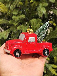 PENDENTE ORNAMENTO CAMINHONETE VERMELHO 11CM