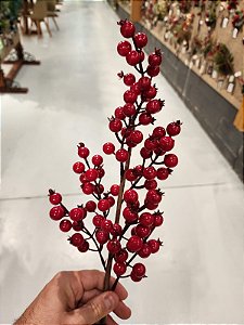 GALHO DECORATIVO BERRY TRADICIONAL VERMELHO 60CM