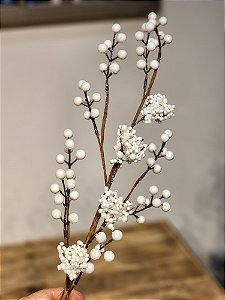 GALHO DECORATIVO BERRY BRANCO 67CM