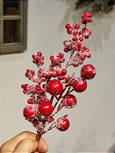 GALHO DECORATIVO BERRY VERMELHO 40CM