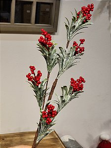 GALHO DECORATIVO BERRY VERMELHO 65CM