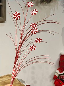 GALHO DECORATIVO BRANCO E VERMELHO 83CM