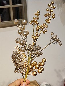 GALHO DECORATIVO CHAMPANHE E DOURADO 55CM