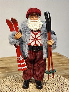 PAPAI NOEL ESQUIADOR - COLECIONÁVEL - 28CM