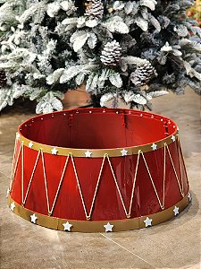SAIA RÍGIDA TAMBOR VERMELHO DESMONTÁVEL PARA ÁRVORE DE NATAL 56CM