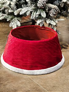 SAIA RÍGIDAPARA ÁRVORE DE NATAL VELUDO VERMELHO E BRANCO 56CM
