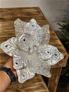 FLOR POINSÉTIA BRANCO 66CM