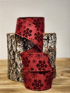 FITA ARAMADA VINHO COM FLOCOS DE NEVE BORDO
