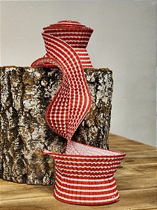 FITA DECORATIVA LISTRAS VERMELHO E BRANCO
