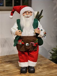 PAPAI NOEL EM PÉ VERDE E BRANCO 60CM