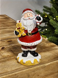 PAPAI NOEL EM RESINA COM GINGERBREAD 17CM