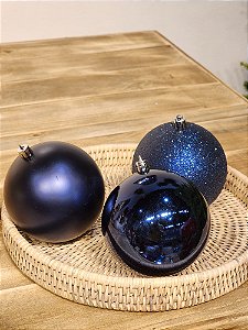 BOLA TRADICIONAL AZUL NOITE 10CM KIT COM 3 UNIDS - PRÉ VENDA 2025