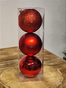 BOLA TRADICIONAL VERMELHA 10CM COM 3 UNIDADES