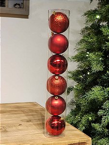 BOLA TRADICIONAL VERMELHO 8CM KIT COM 6 UNIDS -