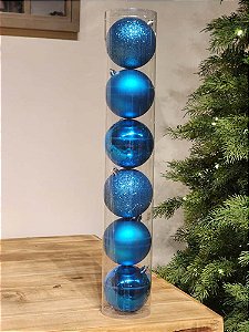 BOLA TRADICIONAL AZUL TURQUESA 8CM KIT COM 6 UNIDS