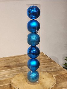 BOLA TRADICIONAL AZUL TURQUESA 8CM KIT COM 6 UNIDS - PRÉ VENDA 2025