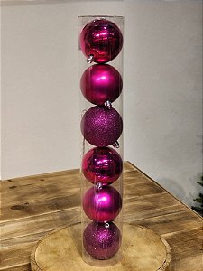 BOLA TRADICIONAL ROSA PINK 8CM KIT COM 6 UNIDS