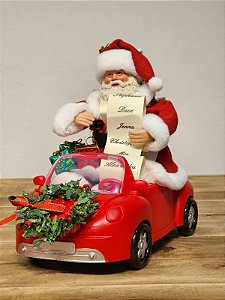 PAPAI NOEL NO CARRO - COLECIONÁVEL - 23,7CM
