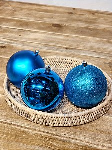 BOLA TRADICIONAL AZUL TURQUESA 10CM KIT COM 3 UNIDS - PRÉ VENDA 2025