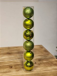 BOLA TRADICIONAL VERDE CITRICO 8CM KIT COM 6 UNIDS