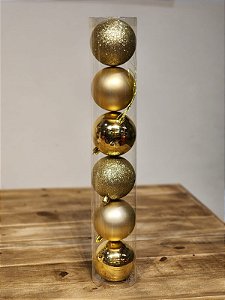 BOLA TRADICIONAL DOURADO 8CM KIT COM 6 UNIDS - PRÉ VENDA 2025