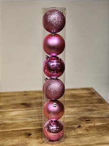 BOLA TRADICIONAL ROSA 8CM KIT COM 6 UNIDS