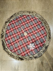 SAIA DE ÁRVORE XADREZ VERMELHO E PRETO COM FLOCO DE NEVE