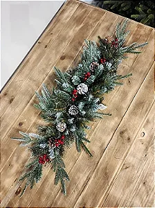 FESTÃO ARAMADO CENTRO DE MESA DECORADO 200 GALHOS VERDE NEVADO 1,50CM