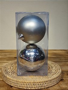 BOLA TRADICIONAL PRATA 12CM KIT COM 2 UNIDS -PRÉ VENDA 2025