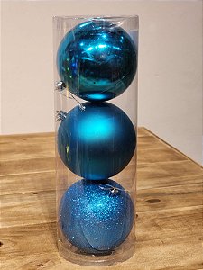BOLA TRADICIONAL AZUL SAFIRA 10CM KIT COM 3 UNIDS - PRÉ VENDA 2025