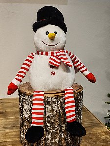BONECO DE NEVE NATALINO VERMELHO E BRANCO 43CM
