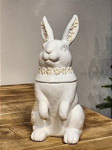 POTE COM TAMPA BRANCO COELHO FLORIDO 28,5CM