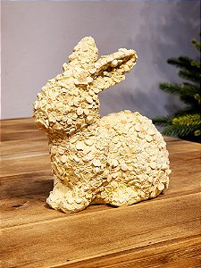 COELHO RESINA FLORAL AMARELO 16CM