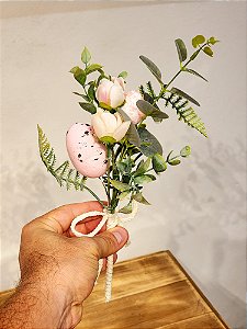 GALHO COM OVINHOS ROSA CLARO 30CM