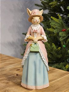 COELHA ELEGANTE ROSA E AZUL 31,2CM