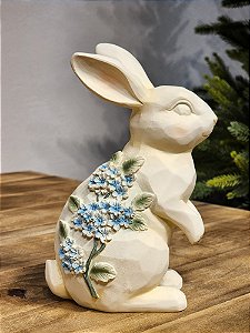 COELHO BRANCO FLORAL AZUL 20,4CM