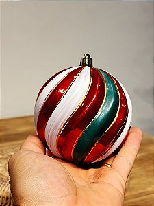 BOLA GOMO VERMELHA, VERDE E BRANCO 10CM C/2 UNIDS