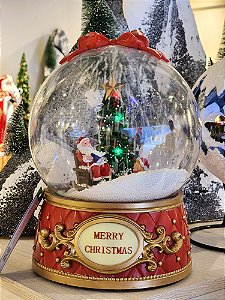 GLOBO DE NEVE COM NOEL NA POLTRONA 26CM  - PRÉ VENDA 2025