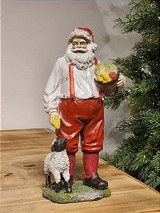 PAPAI NOEL FAZENDEIRO COM CESTO 27CM