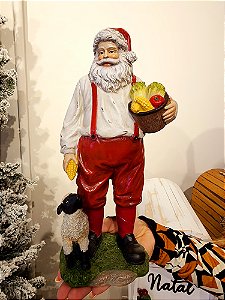 PAPAI NOEL FAZENDEIRO COM CESTO 27CM - PRÉ VENDA 2025