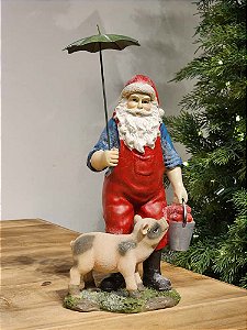 PAPAI NOEL FAZENDEIRO COM GUARDA-CHUVA 27CM