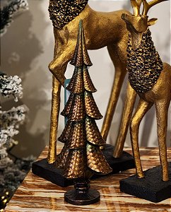 ÁRVORE EM RESINA MARROM E COBRE 34CM - PRÉ VENDA 2025