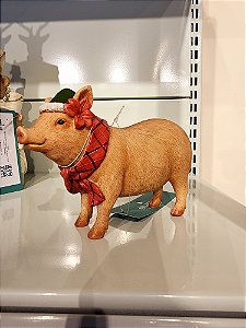 PORQUINHO EM RESINA NATALINO 16CM - PRÉ VENDA 2025