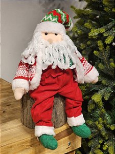 PAPAI NOEL SENTADO VERMELHO E VERDE 65CM