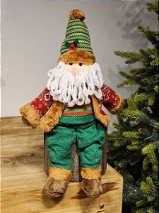 PAPAI NOEL SENTADO VERMELHO E VERDE 55CM