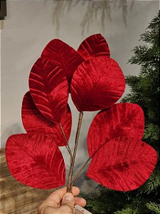 GALHO FOLHA VELUDO VERMELHO 78CM - PRÉ VENDA 2026