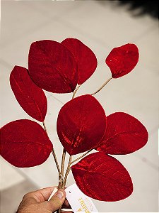 GALHO FOLHA VELUDO VERMELHO 78CM
