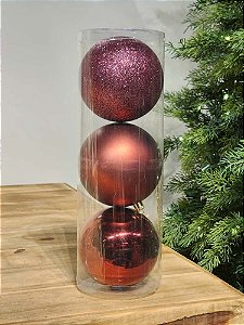 BOLA TRADICIONAL VERMELHO GRENÁ 10CM KIT COM 3 UNIDS