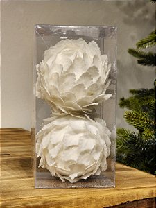 BOLA PINHA BRANCA 2 UNIDADES 10CM